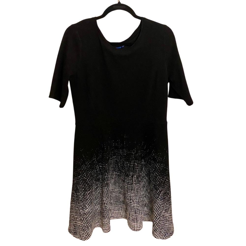 Black dress that geometrically fades to white/cream by Apt 9